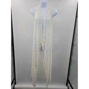 Y2K Objex Ivory Lace Long Duster Cardigan Boho Beachy Bohemian